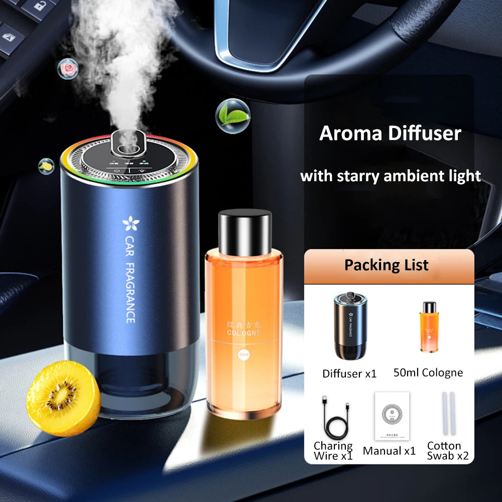 Car Aroma Diffuser with LED Starry Ambient Light