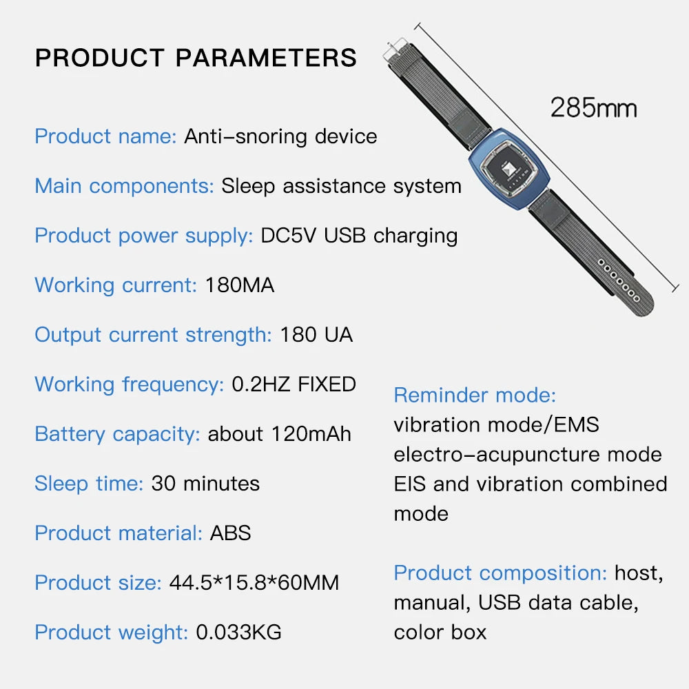 Electric Anti Snore Device Wrist Watch