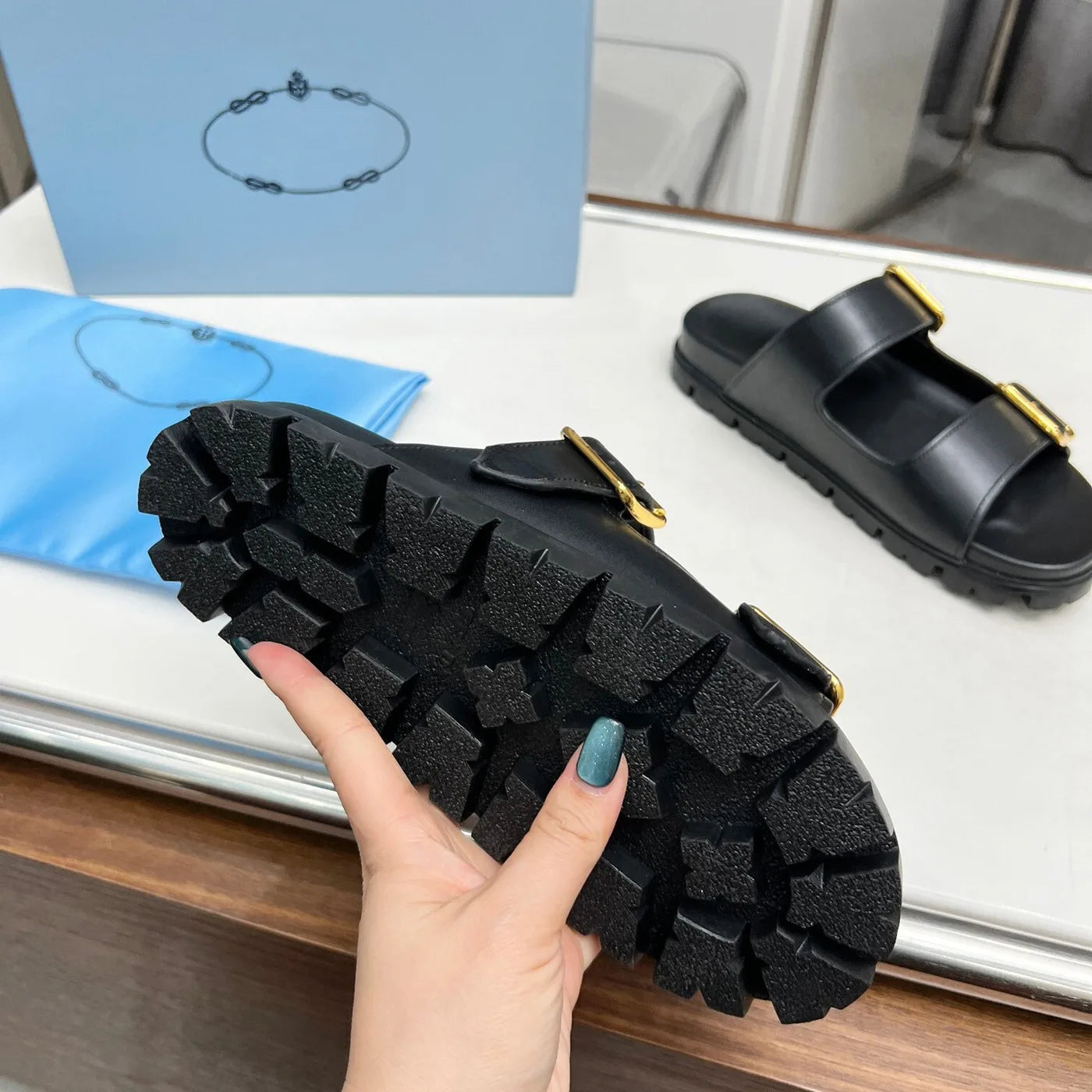 Designer Split Leather Rubber Sandals