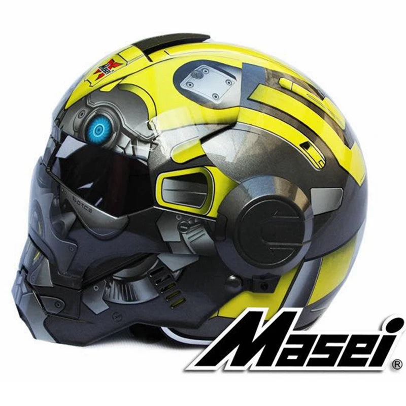 Flip Up Casque Vintage Motorcycle Helmets Full Face Iron Men