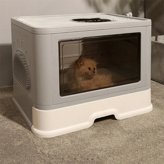 Large Hooded Cat Litter Box Top Entry Anti-Splashing Enclosed