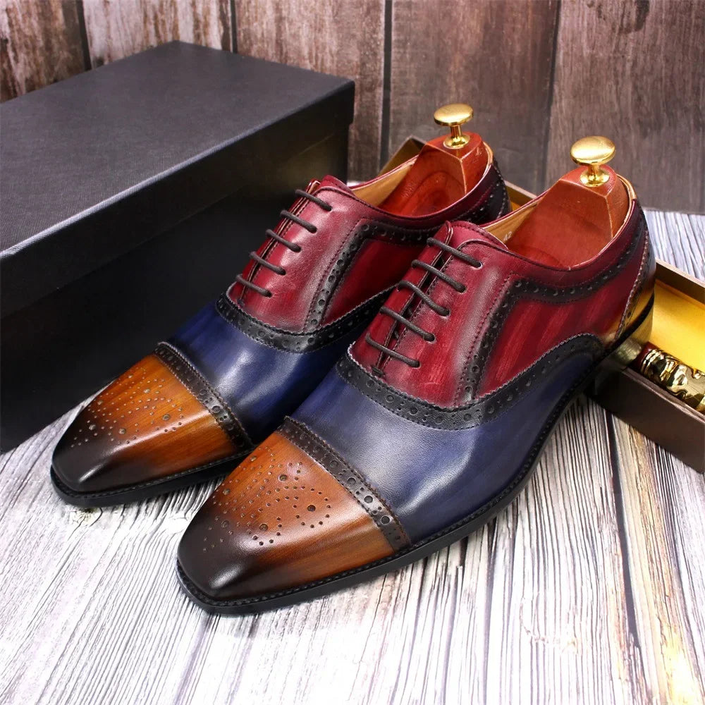 Luxury Brand Designer Men Oxford Shoes Genuine Leather