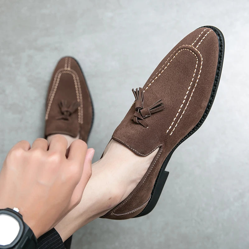 Men's Loafers Suede Slip-on Classic Dress Shoes