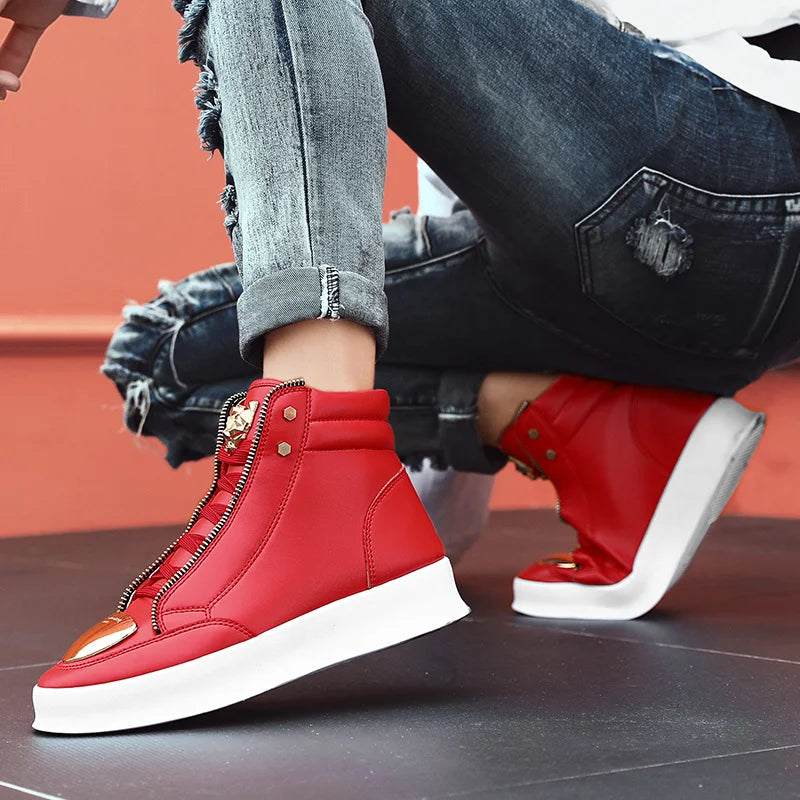 Red High Top Hip Hop Streetwear Men Casual Sneakers