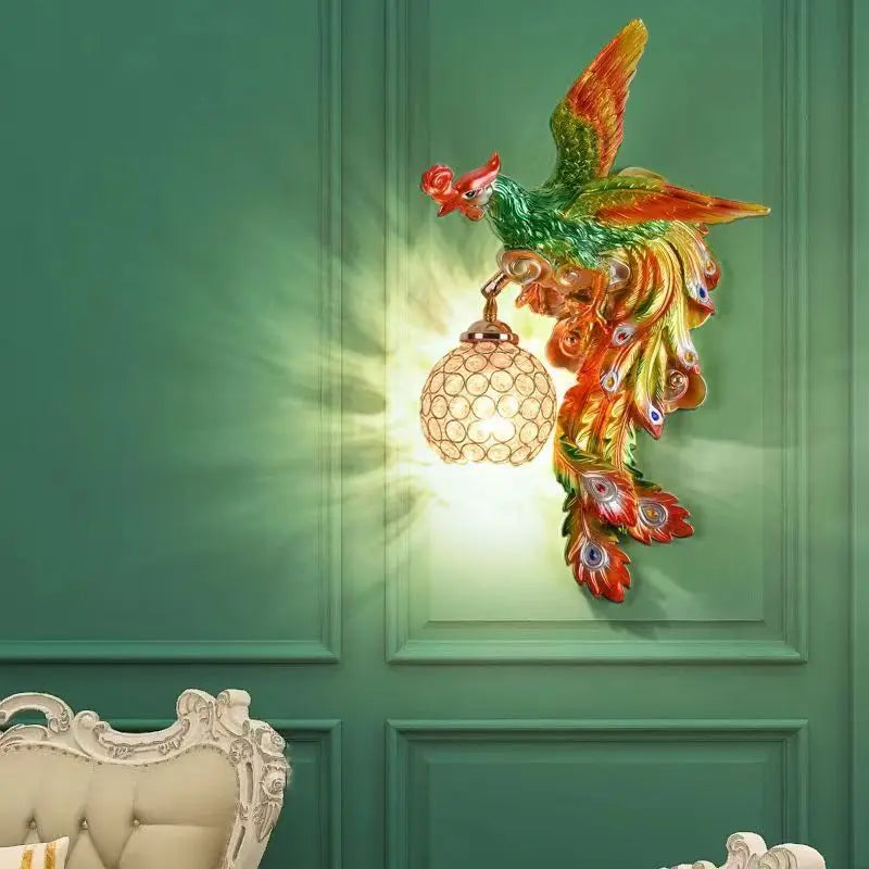 Modern Resin Wall LED Devise Dragon and Phoenix Sconce
