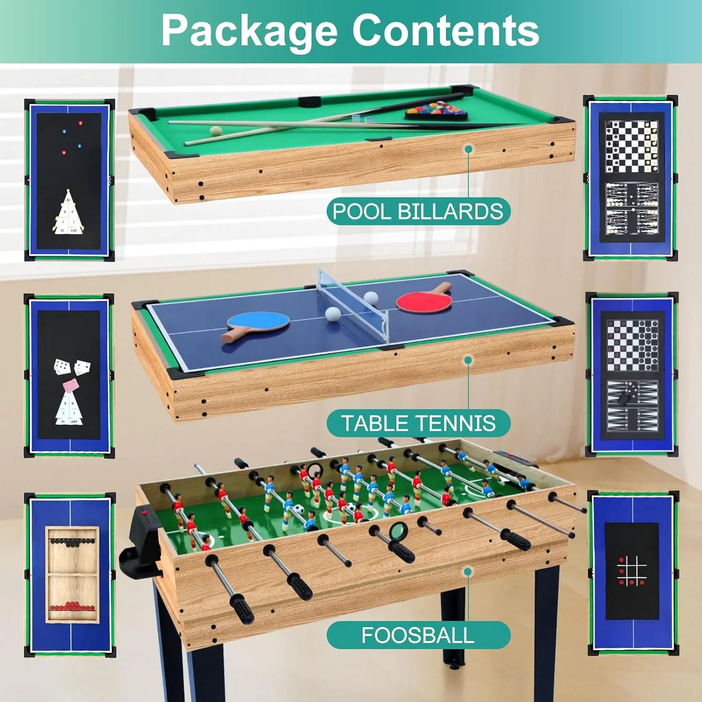 12-in-1 Game Table - 48" Ping Pong, Foosball, Air Hockey, Pool