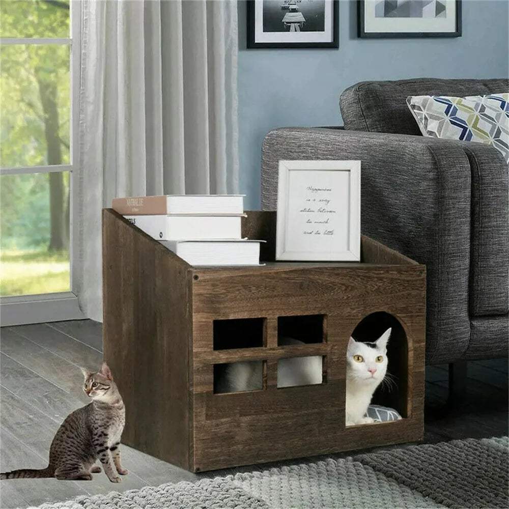 2 In 1 Wooden Hideout Shelter Small Pet Furniture