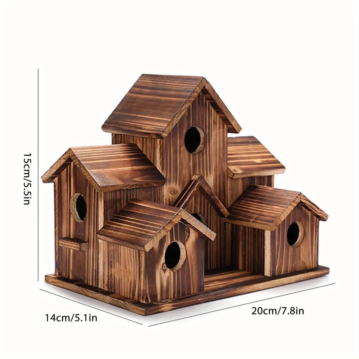 Outdoor Bird House, Handmade 6-hole, Hanging Habitat