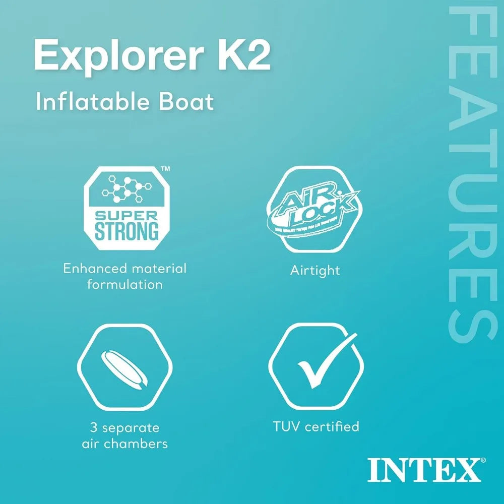 K2 Inflatable Kayak Set: Includes 86in Aluminum Oars and High-Output Pump