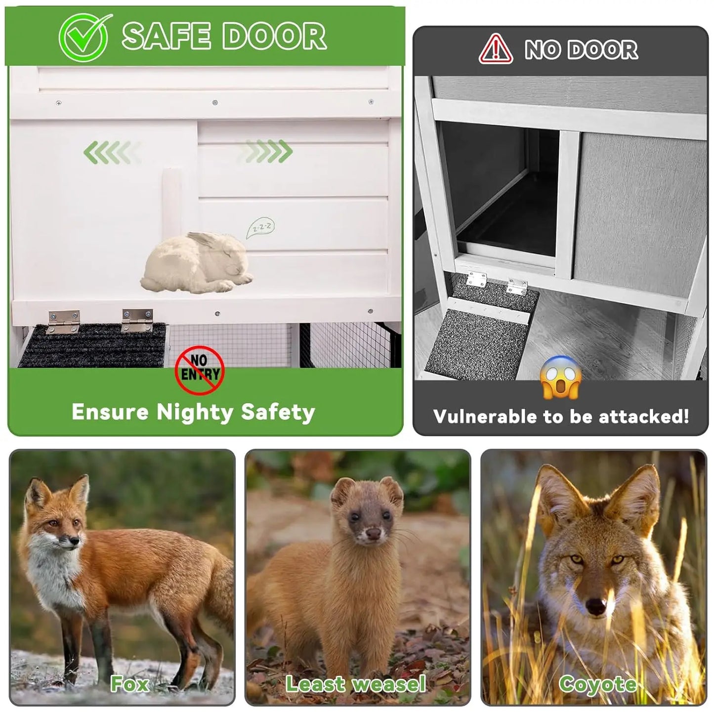 Rabbit Cage Indoor/Outdoor with Metal Mesh Floor & Removable Tray