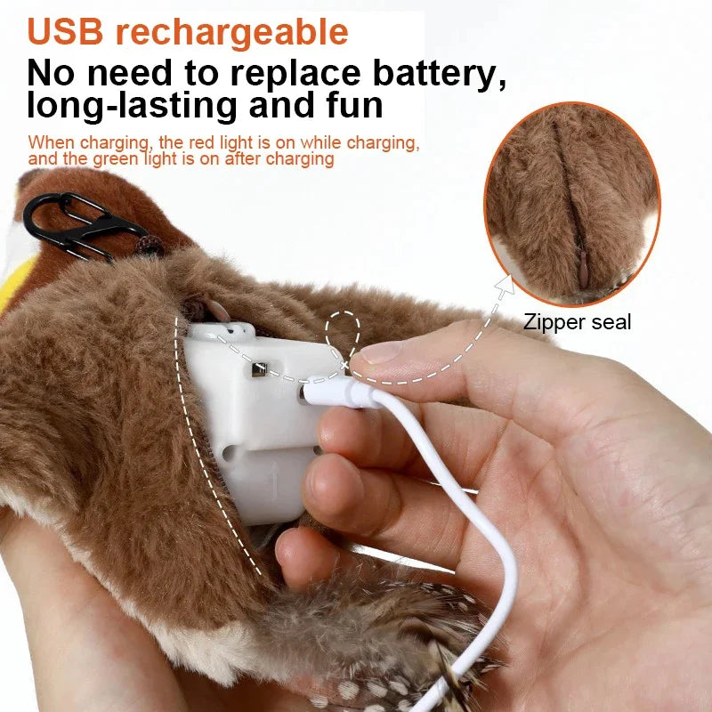 Interactive Cat Toy Rechargeable Chirping Flapping Bird(no Flying)