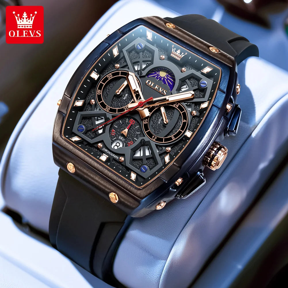 Moon Phase Chronograph Waterproof Quartz Wristwatch