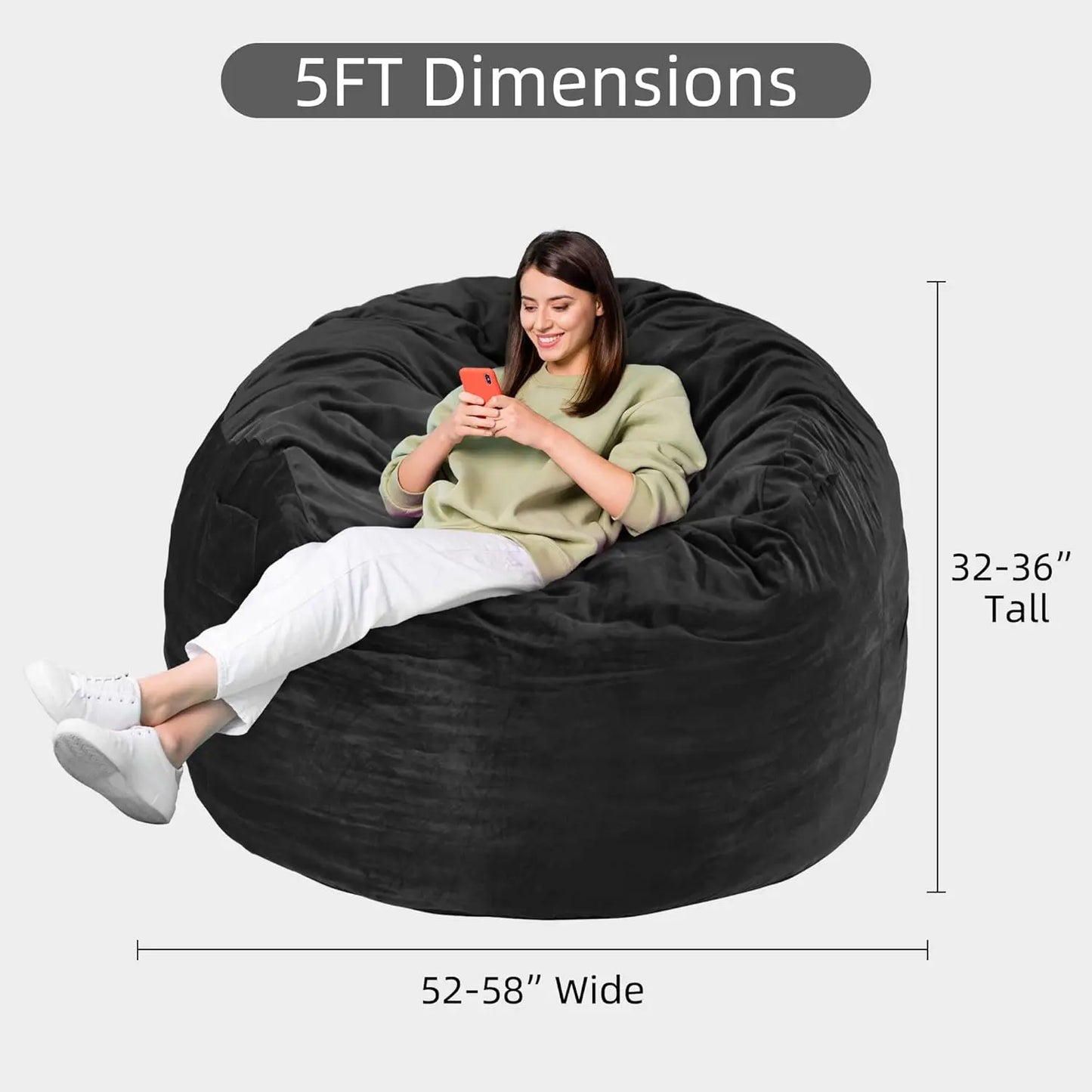 Giant Memory Foam Bean Bag Chair with Velvet Cover