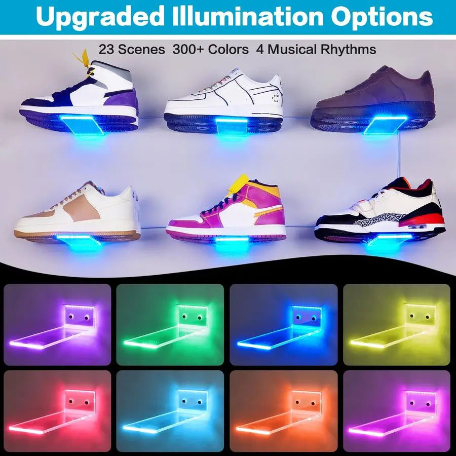 12 Packs Floating Sneaker Display Shelves Illuminated