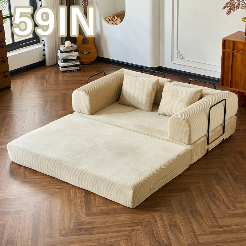 79" Convertible Sofa Bed with Fixed-Shape Frame & Removable Armrests
