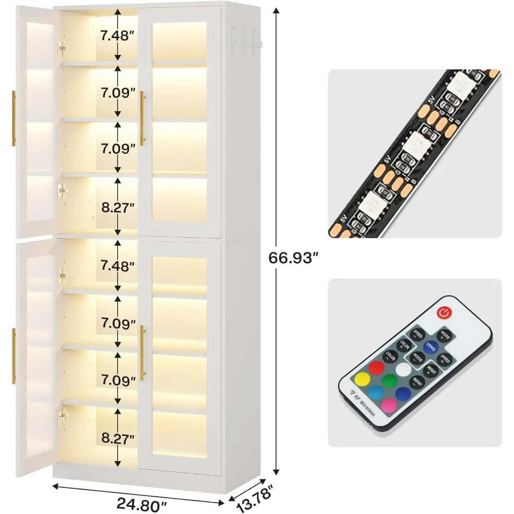 Shoe Storage Cabinet with Acrylic Doors and LED Lights 8-Tier