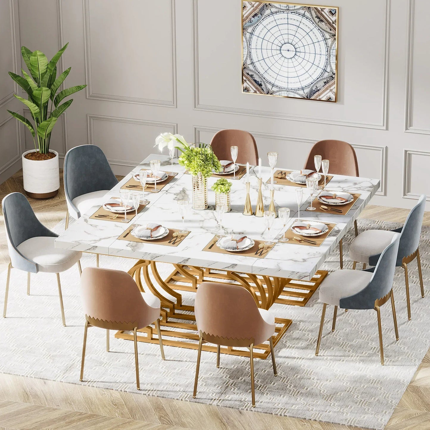 Tribesigns 63" Dining Table Faux Marble