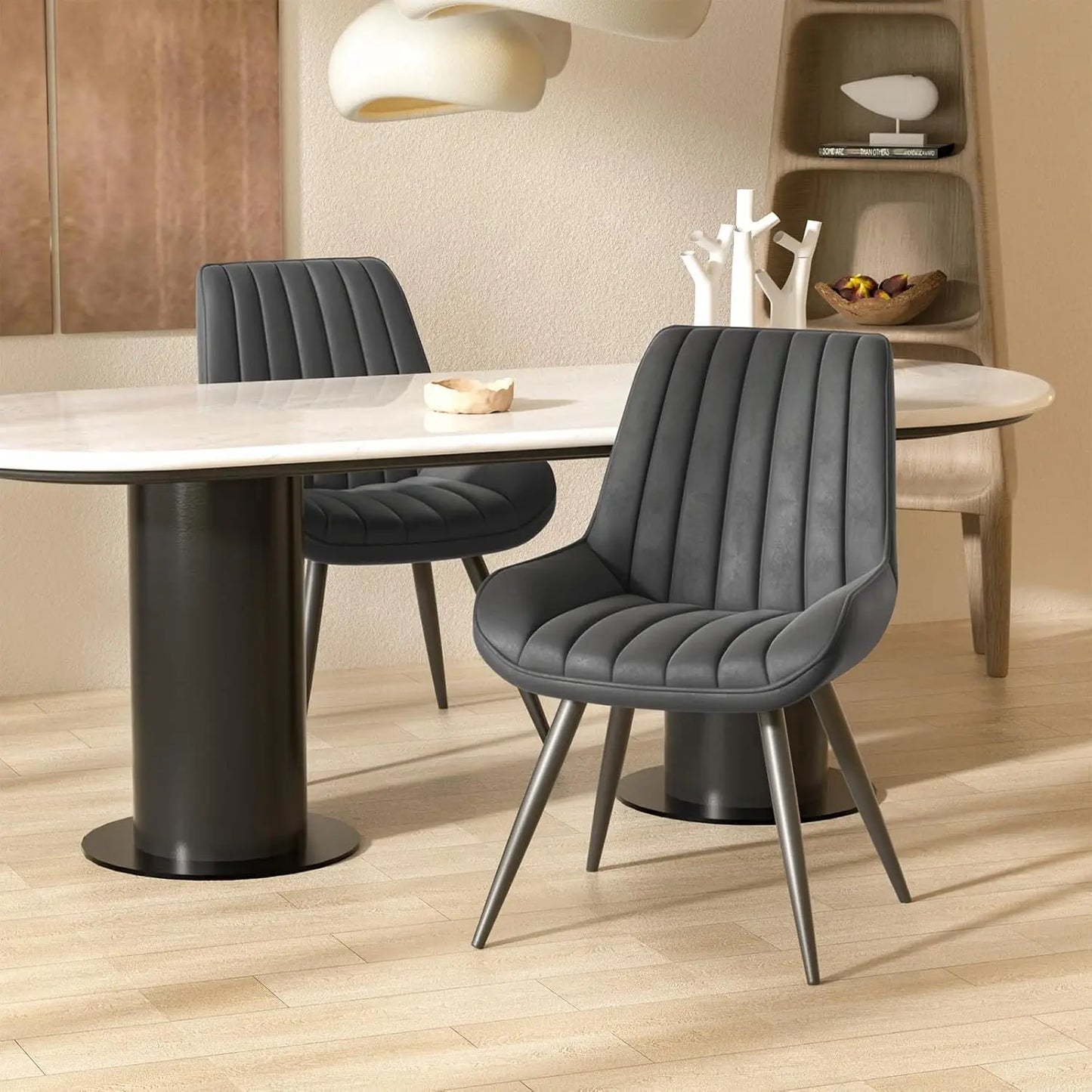 Modern Dining Set of 4, Comfy Chairs with Thick Cushions