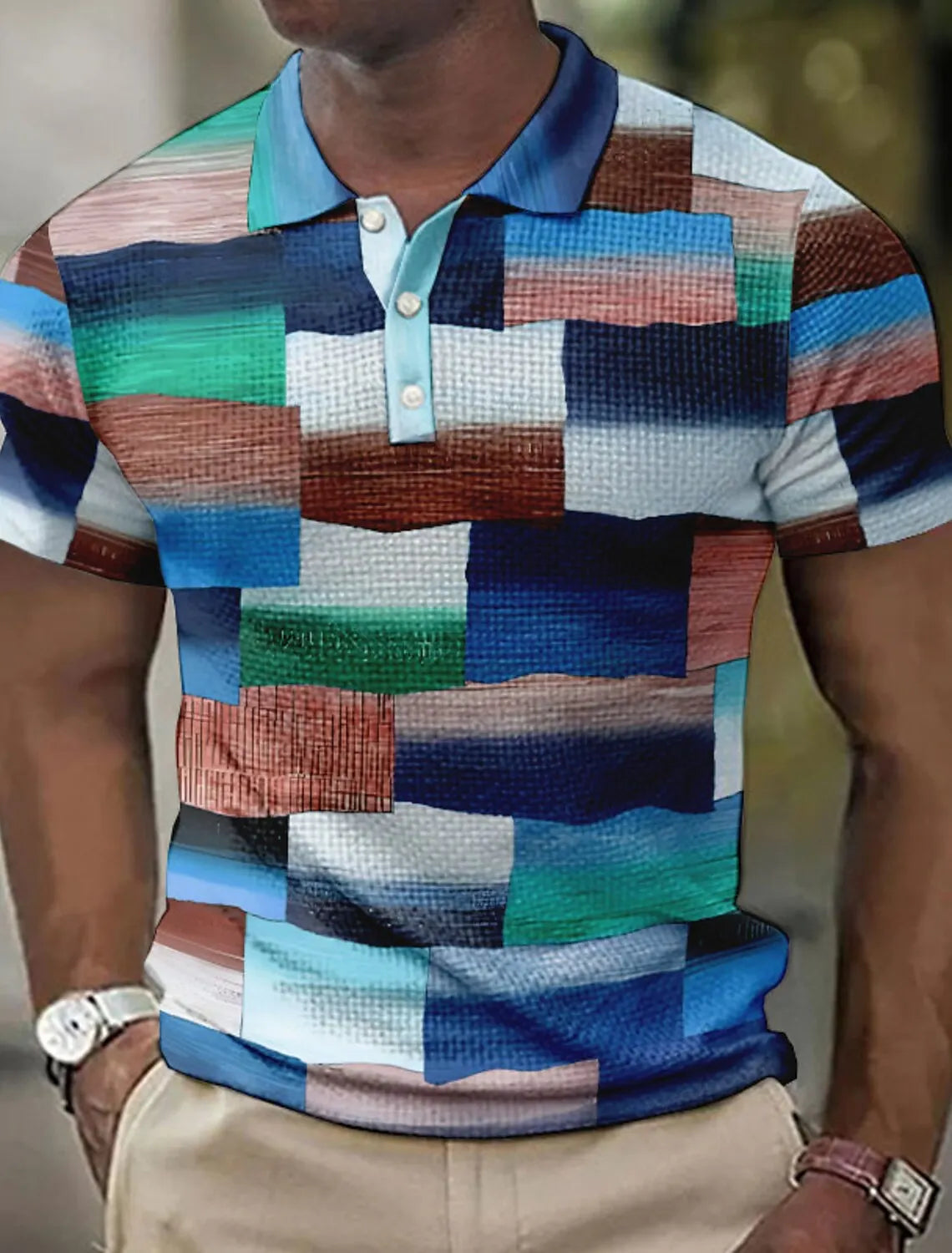 Mens Polo Shirt 3D Printed Geometric Print