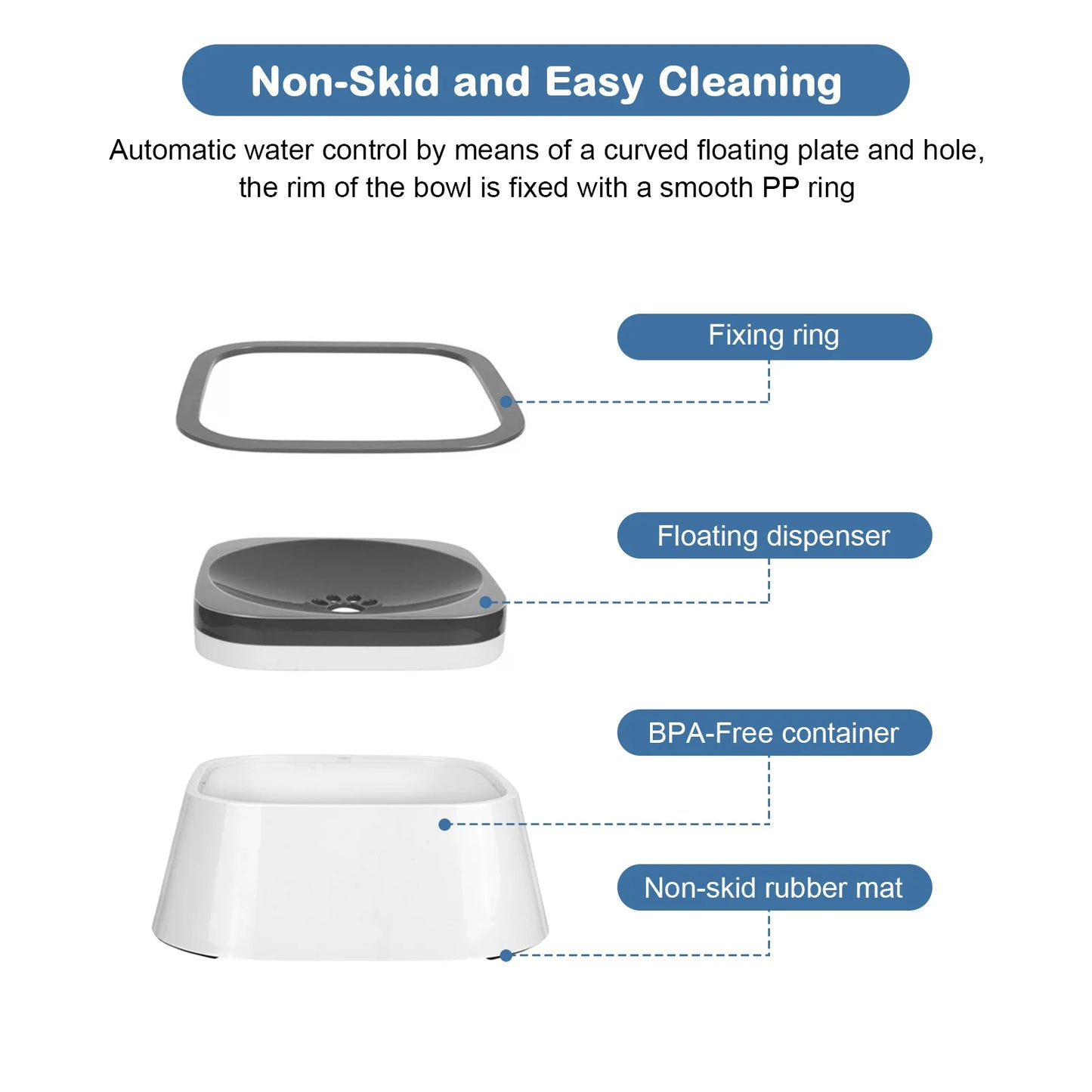 Pet Water Bowl Anti Spill Automatic Dog Bowl