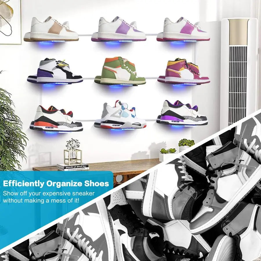 12 Packs Floating Sneaker Display Shelves Illuminated