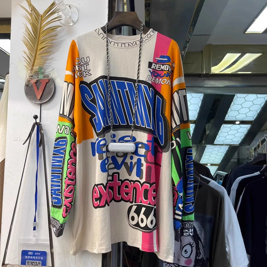 Oversized Spring Graffiti Maillard Top