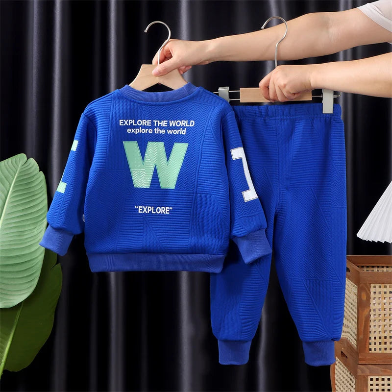 Kids Sportswear Long Sleeve Sweatshirt Sports Pants 2Pcs Outfit