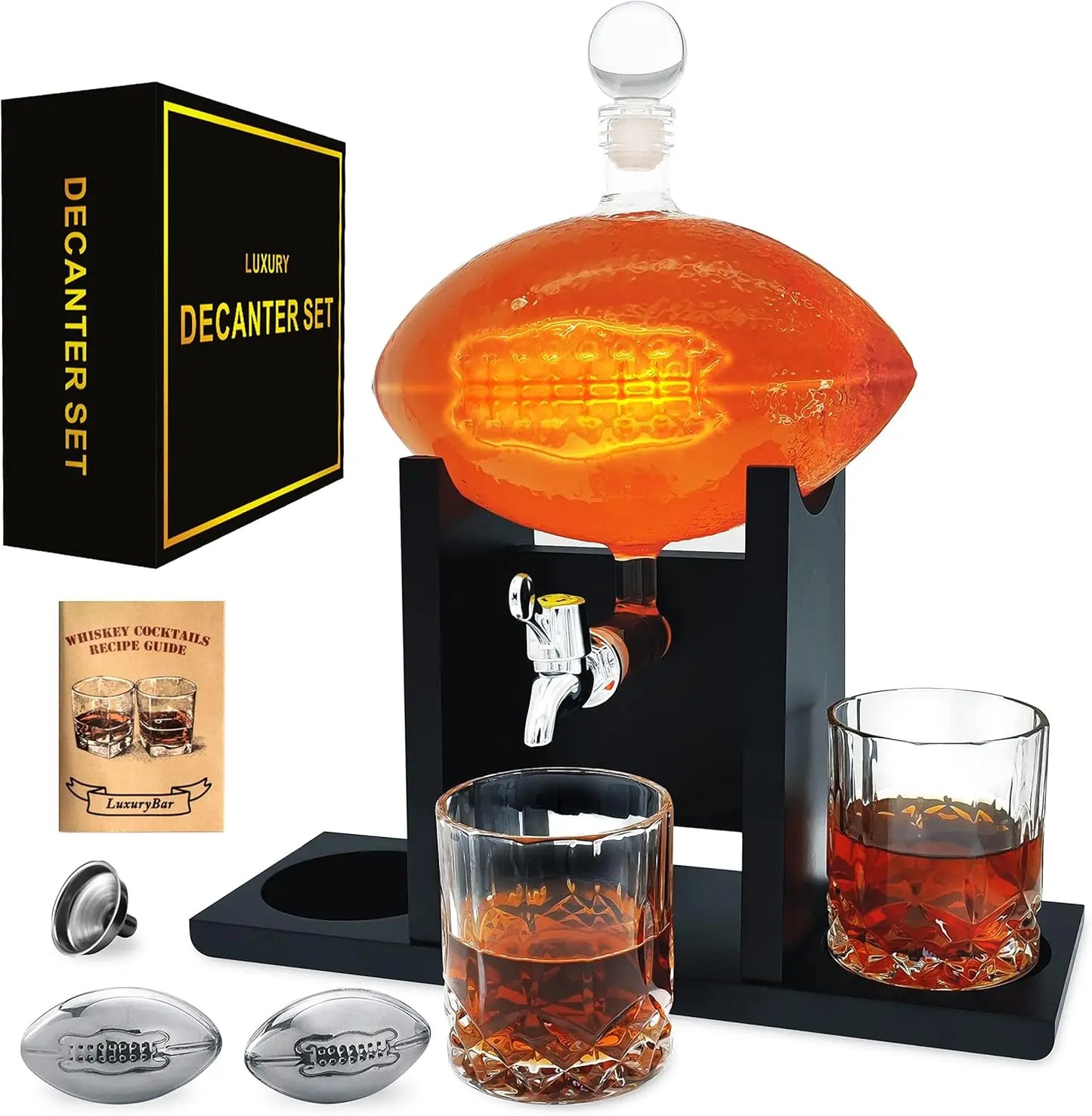 Football Whiskey Decanter Set with Glasses and Chiller