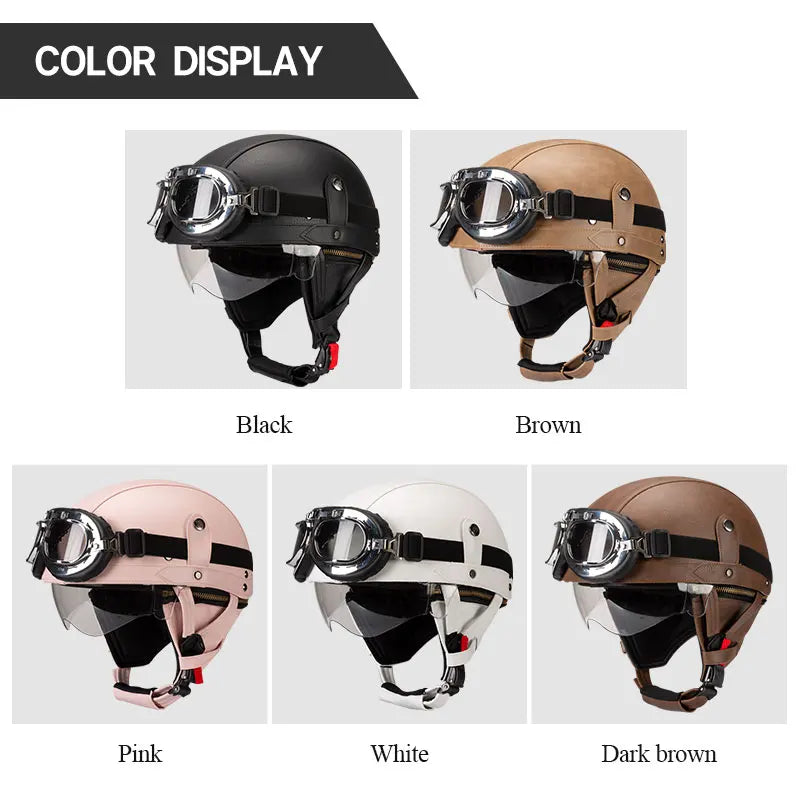 Vintage Half Face Motorcycle Helmet Unisex
