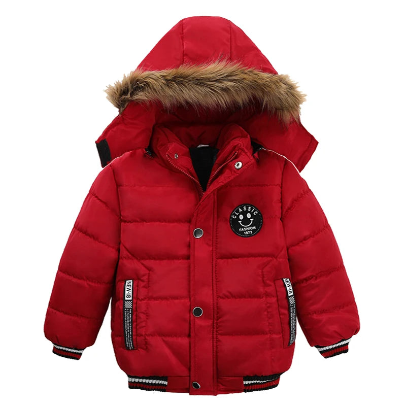 Winter Boys Jacket Warm Fur Collar