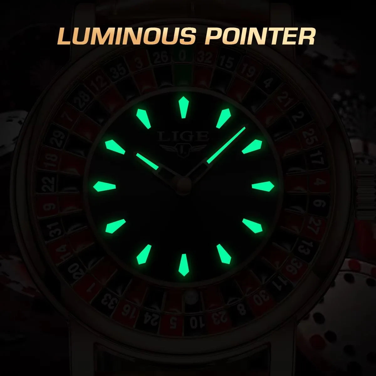 Russian Roulette Dial Leather Band Luminous Wristwatch
