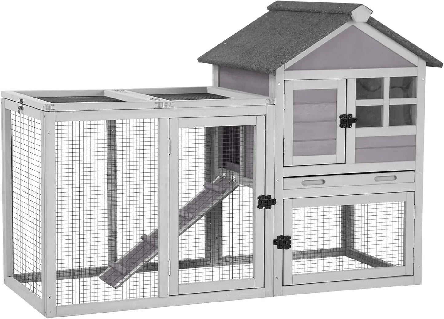 51.6''L Rabbit Hutch Outdoor Chicken Coop Pull Out Upper Tray