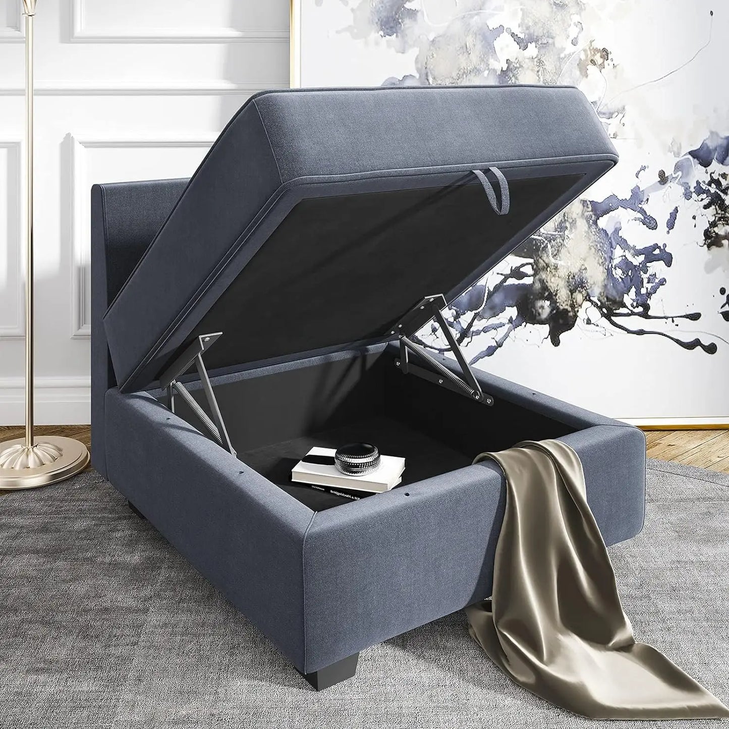 Modern Fabric Middle Module Customizable Sectional