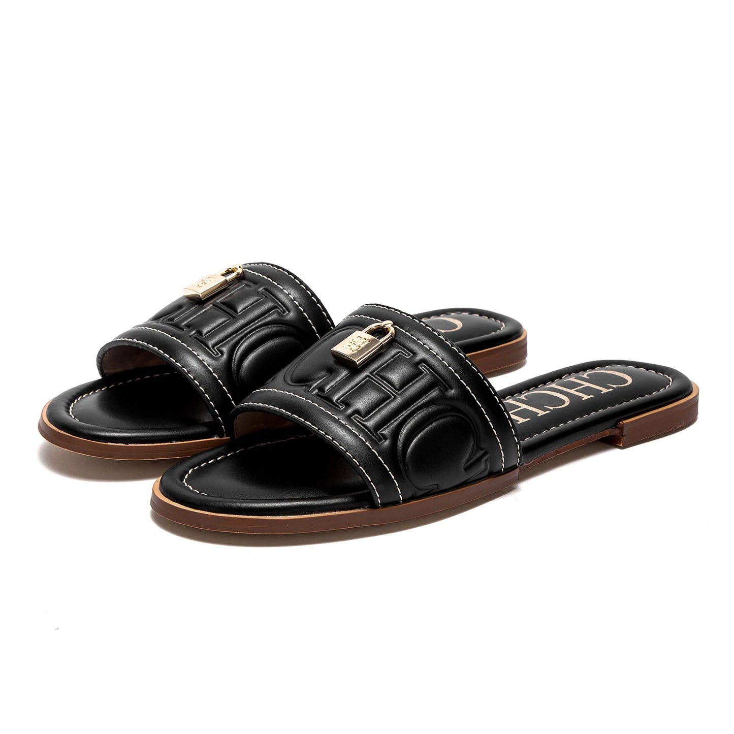 CHCH Women's Flat Embossed Sandals