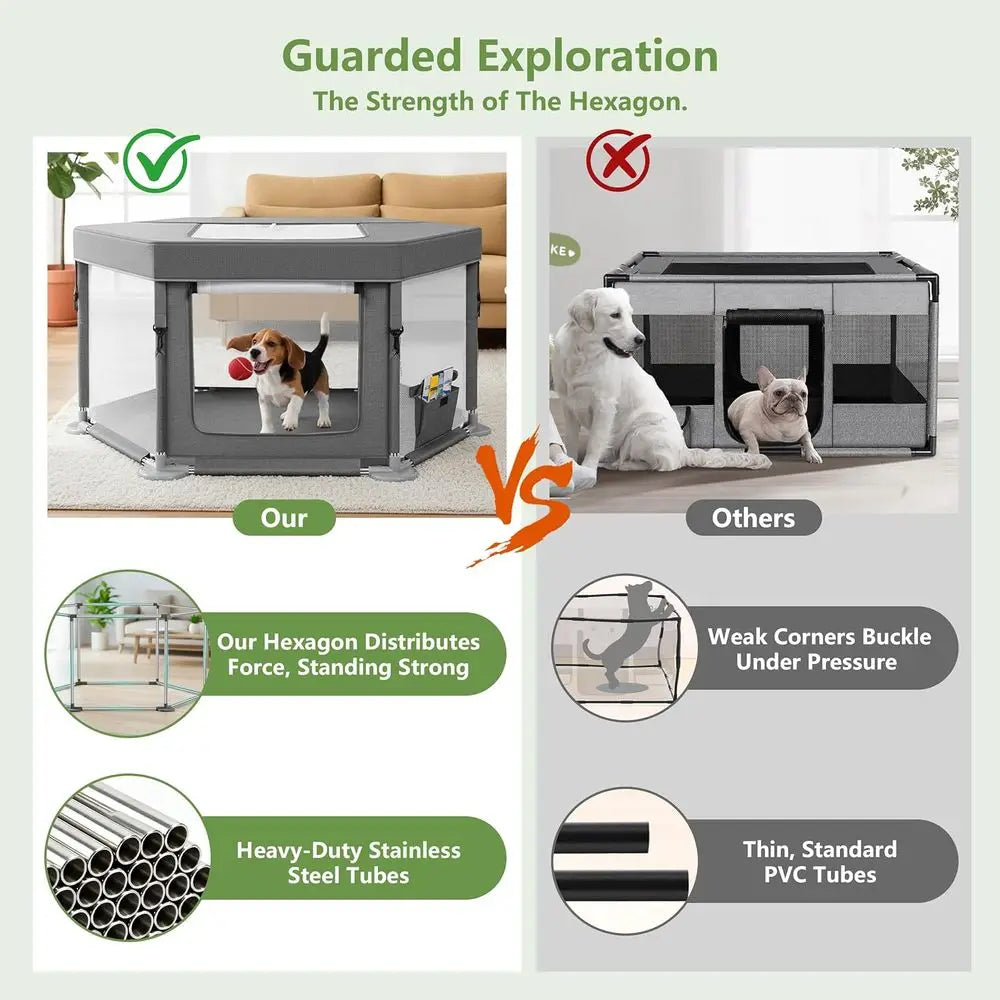 Indoor Puppy Playpen with Cover for Small Dogs & Cats