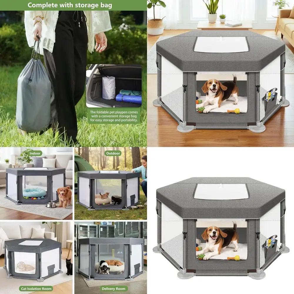 Indoor Puppy Playpen with Cover for Small Dogs & Cats