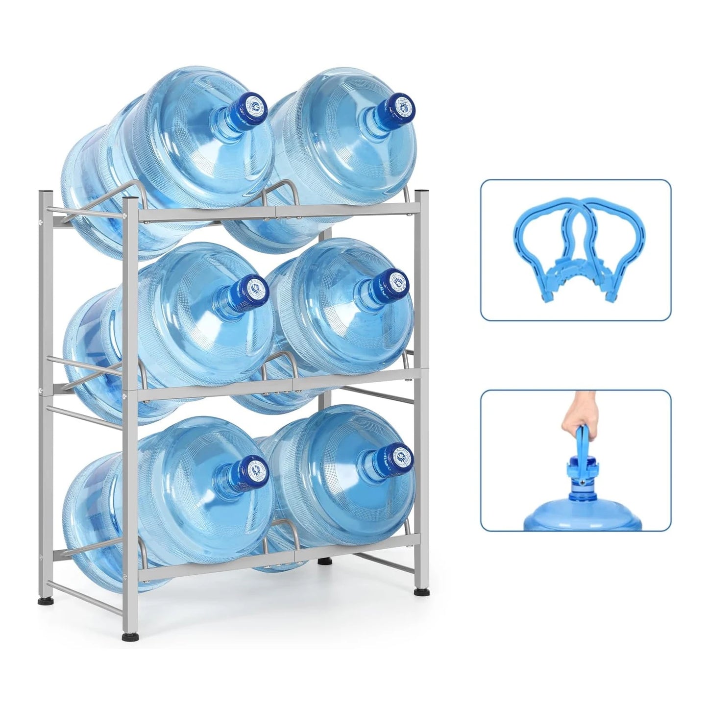 5-Gallon 3-Layer Water Bottle Holder for 6 Bottles with a Lift