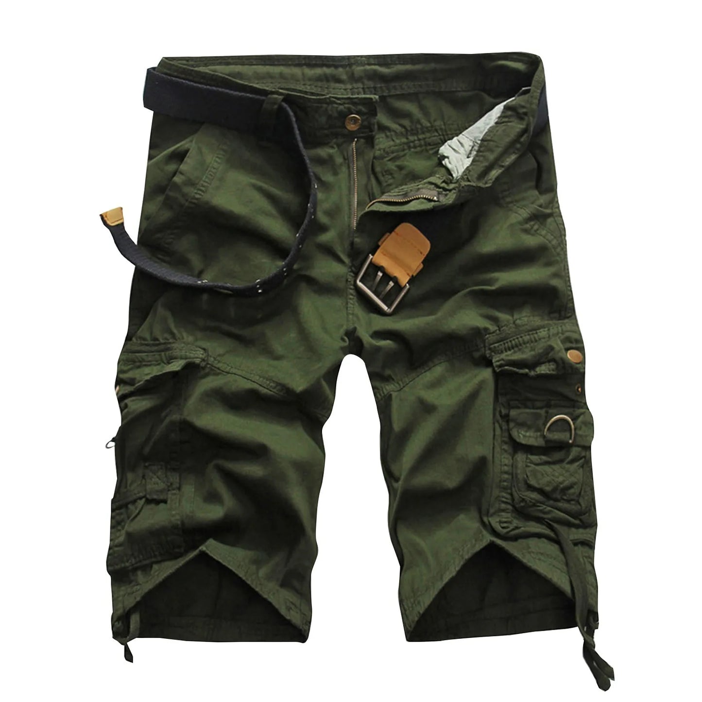Men's Multi-Pocket Solid Color Casual Cargo Shorts