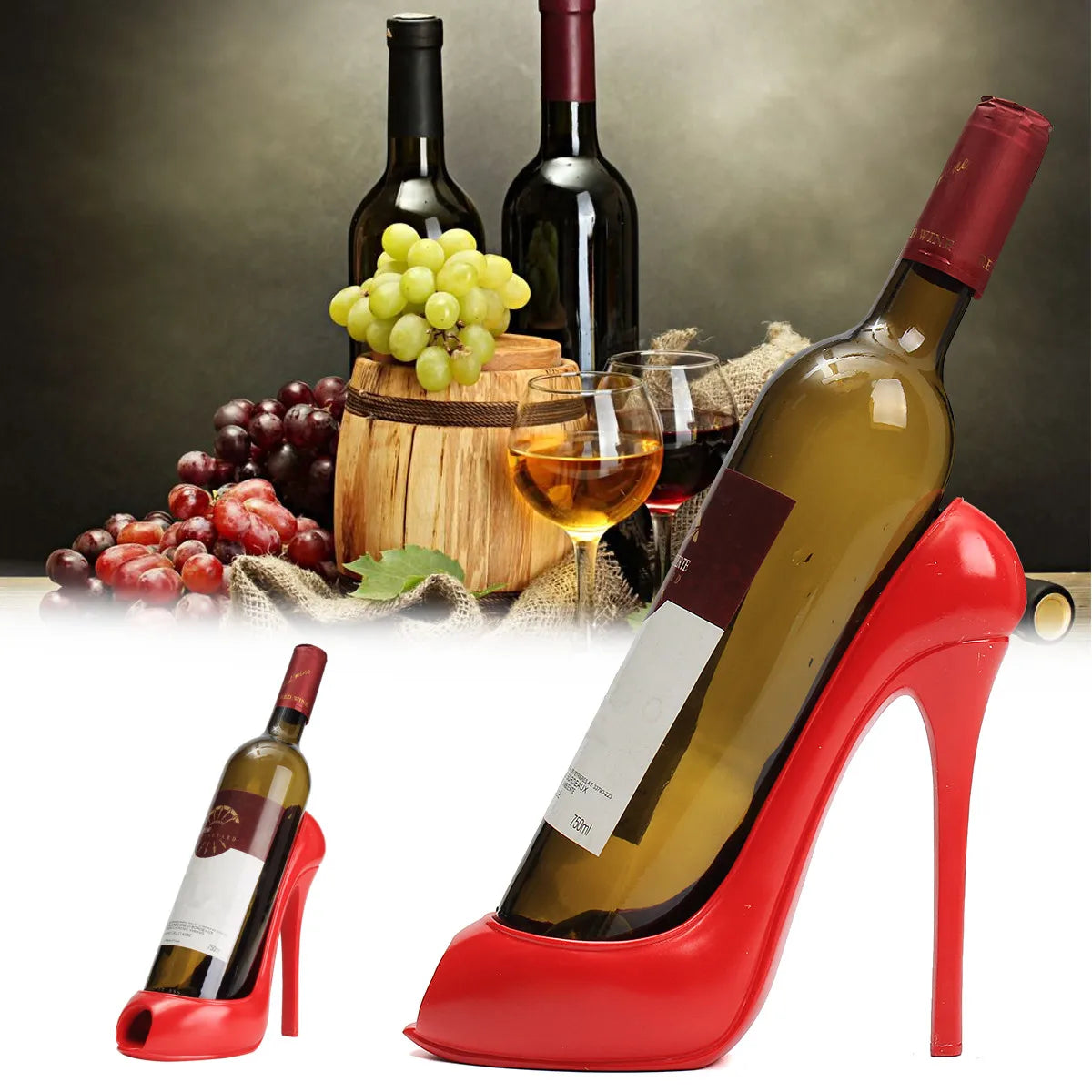 High Heel Shoe Wine Bottle Holder Stylish Open Toe