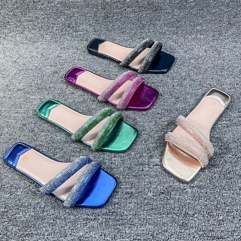 Rhinestones Belt Comfort Beach Ladies Slipper