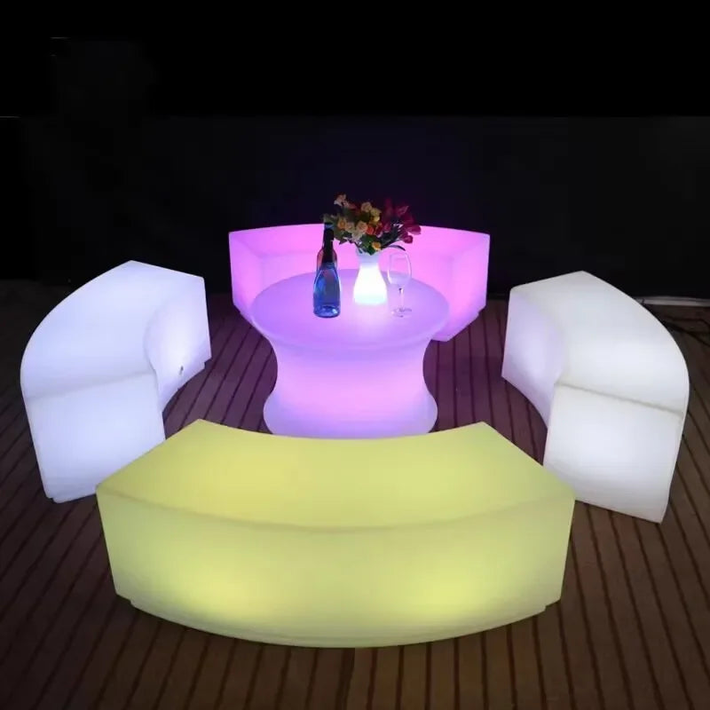 Creative 16 Colors Changing Led Lighting Curved Bar Stools