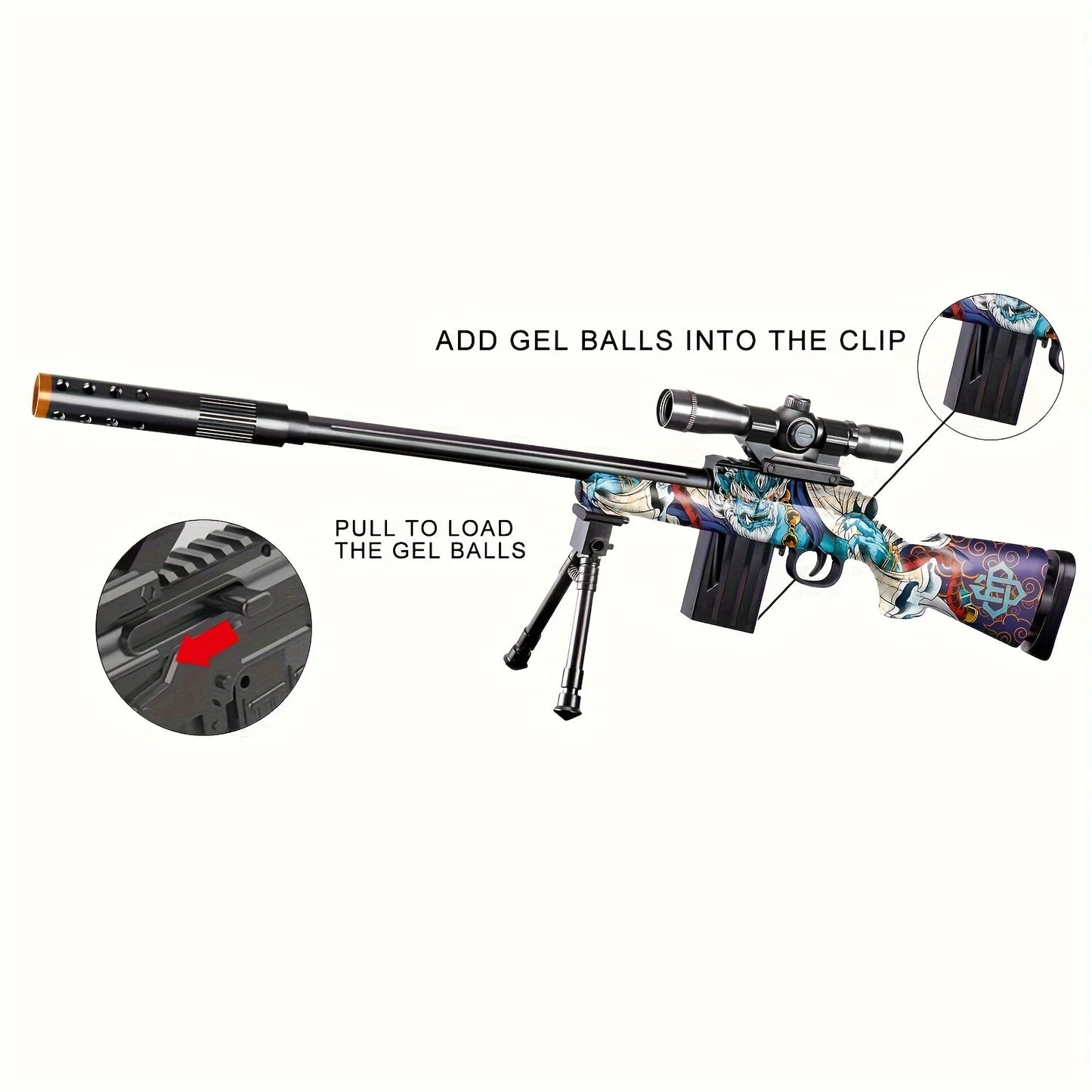 Mini SVD Sniper Gun, Shooting Toy Gel Ball Blaster