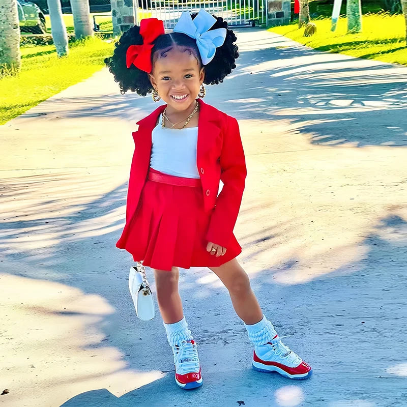 Long Sleeve Jacket & Miniskirt Suit For Girls 2 to 8 Years