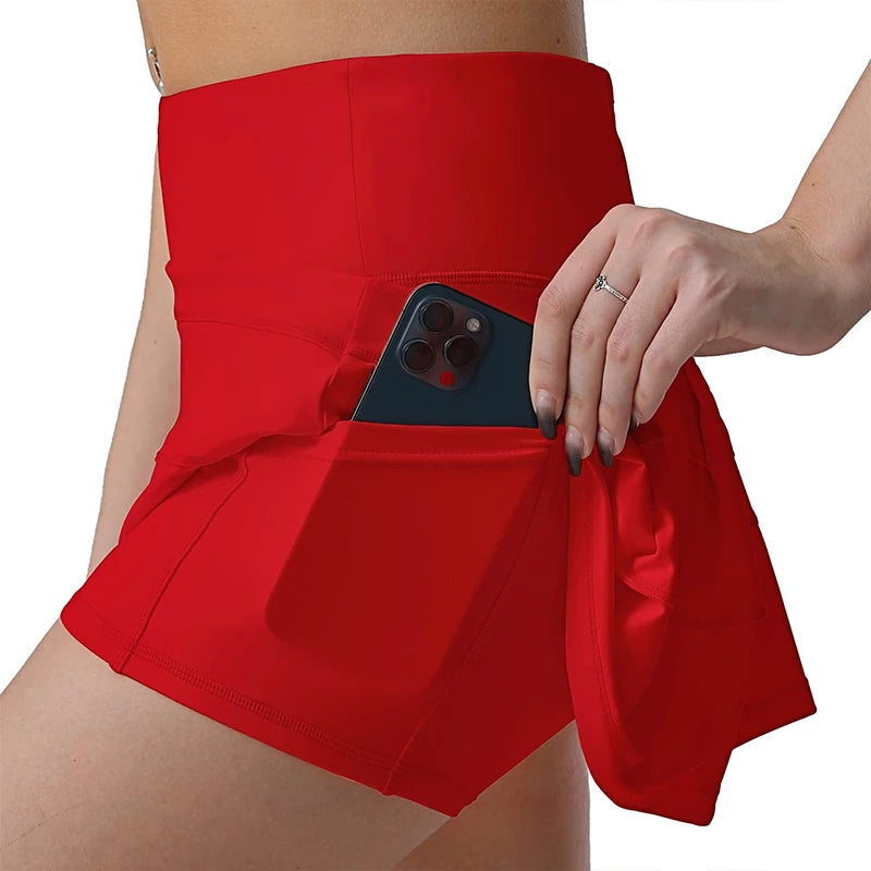 High Waisted Pleated Tennis Skirt with Pockets
