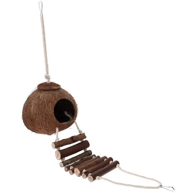 Hermit Cave Habitat with Ladder Hanging Ring Coconut Shell
