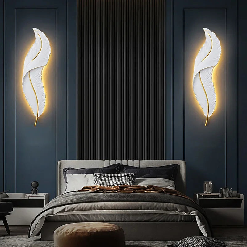 Modern LED Feather Wall Sconces Decor Lighting