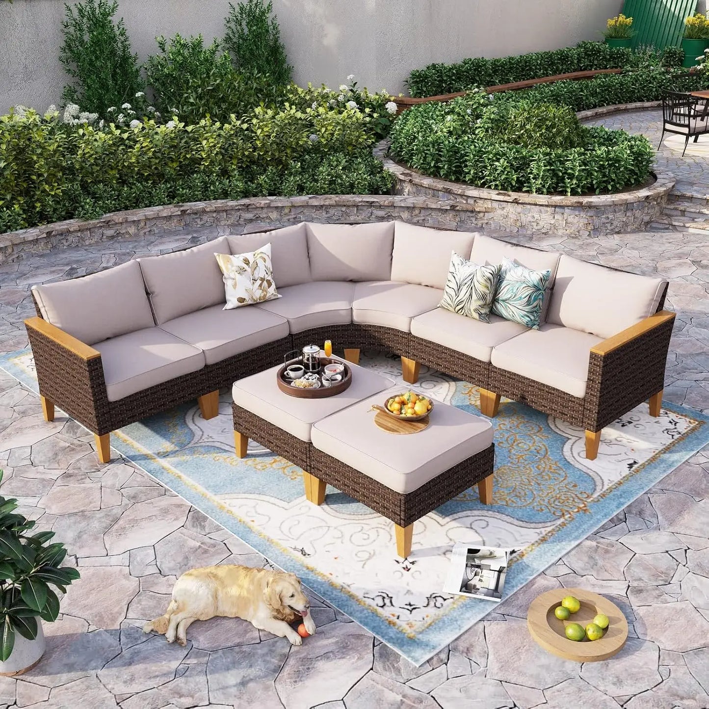 12 Piece Curved Outdoor Sectional Sofa Set