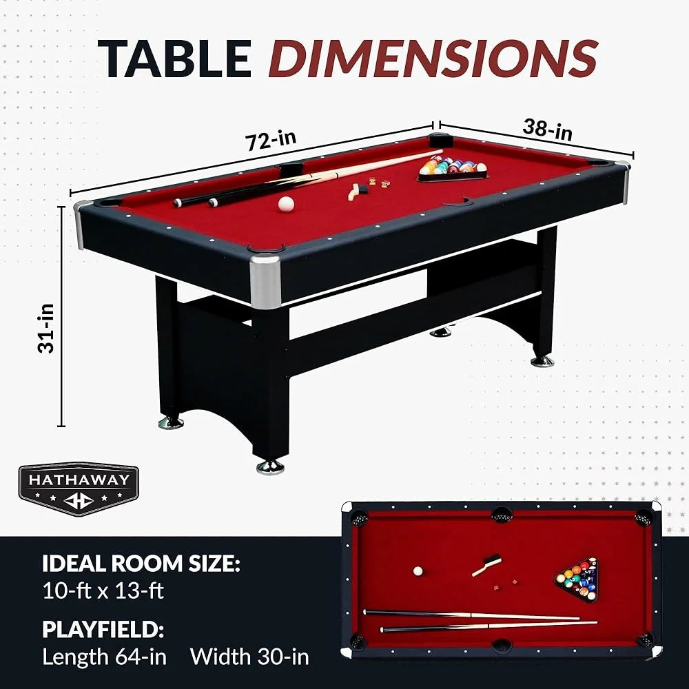 6 Ft Pool Table with Table Tennis Conversion Includes Billiard Balls Cues Paddles
