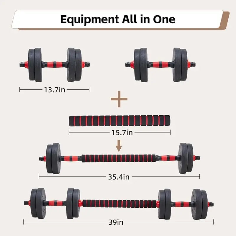4-in-1 Adjustable Dumbbell Set with Barbell, Kettlebell & Push-Up Stand