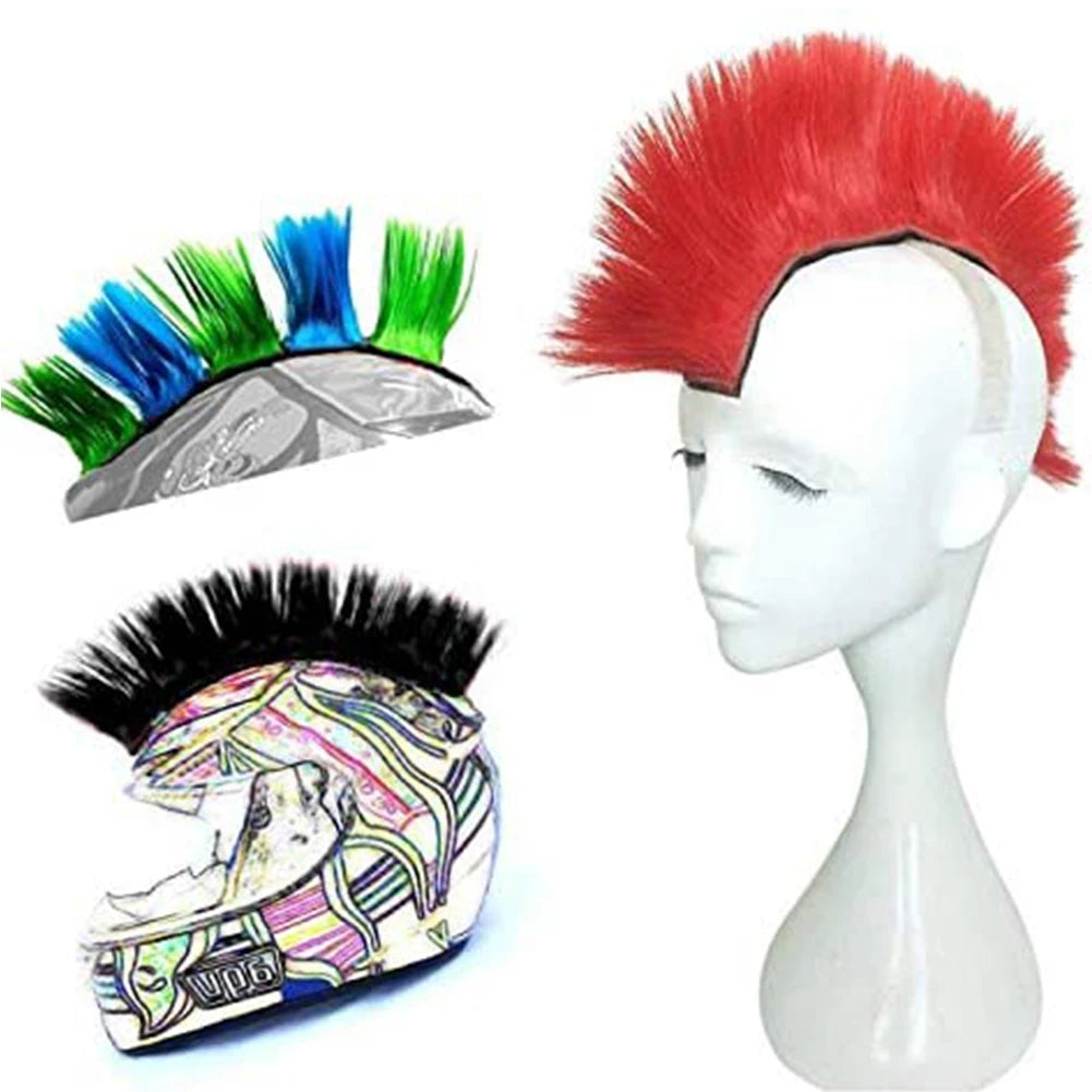 Punk Mohawk Synthetic Wigs Helmet Decoration